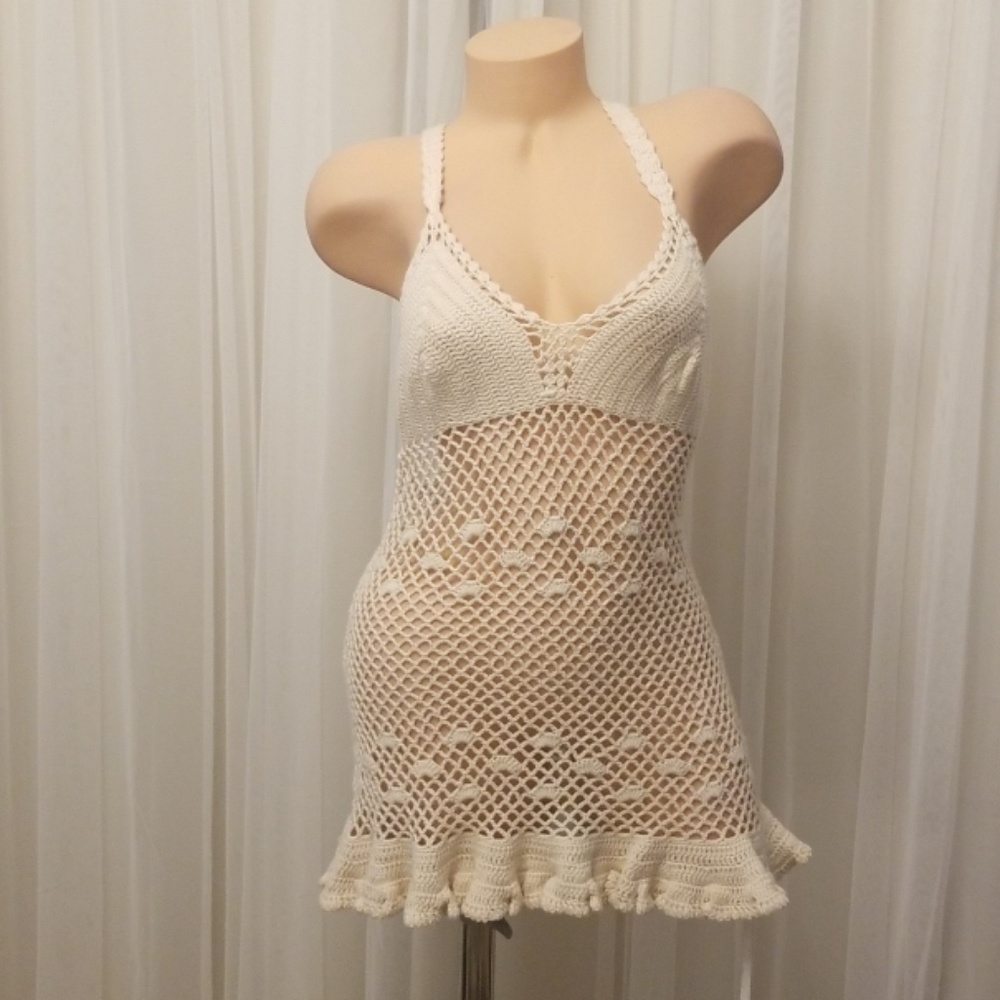 Soleil Cream Crochet Cover up Dress Brand New M